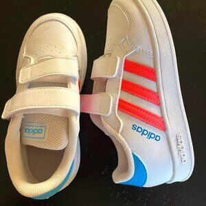 Girls Adidas Shoes Size 10 Athletic Tennis Sneaker Pink Stripe White